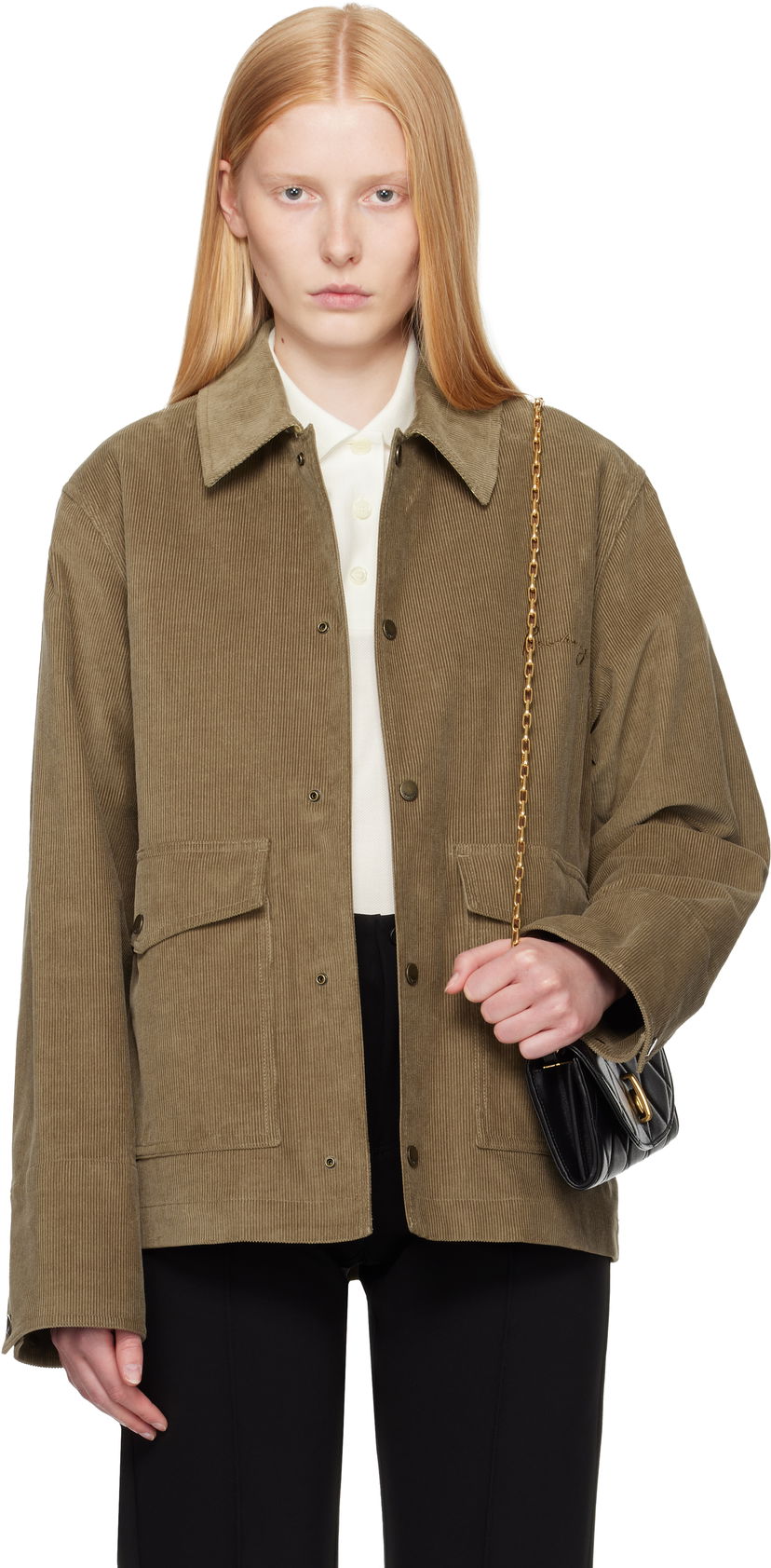 Jacka Burberry Burberry Corduroy Buttoned Jacket Grön | 8110217