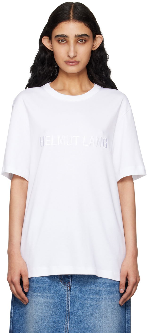 T-shirt Helmut Lang Embroidered Logo T-Shirt Vit | O04HM599