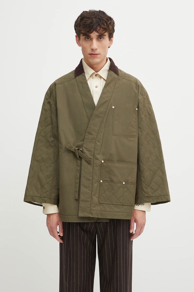 Jacka KENZO Weave Kimono Quilted Wrap Jacket Grön | FF65MA1469HD