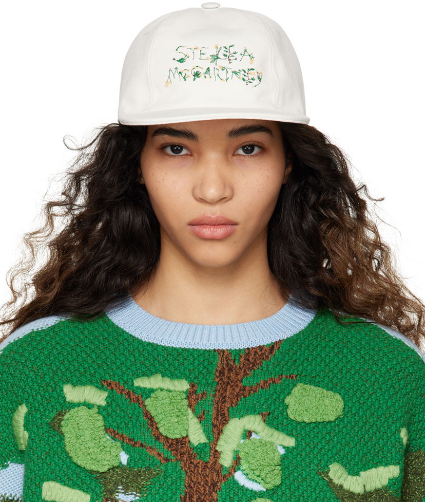 Keps Stella McCartney Stella McCartney Embroidered Cap Vit | 570194WP0172