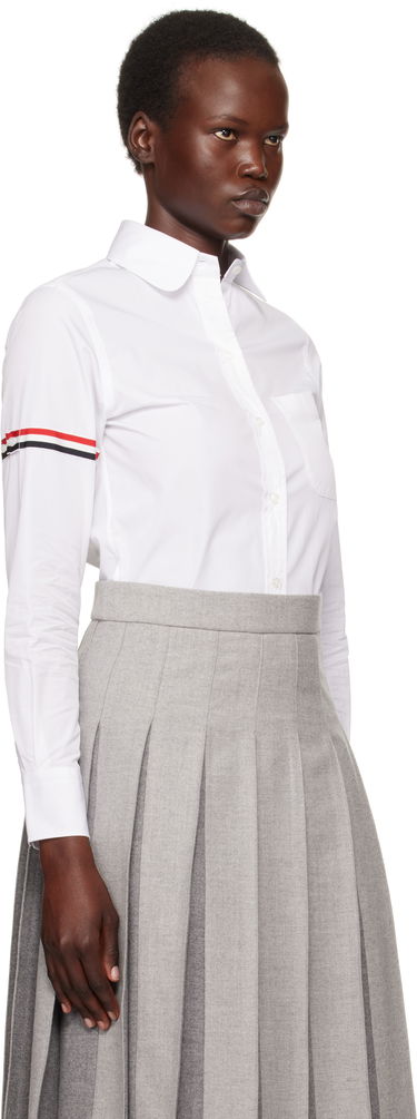 Skjorta Thom Browne Oxford Classic Round Collar Shirt With Long Sleeves Vit | FLL019E-03113, 1