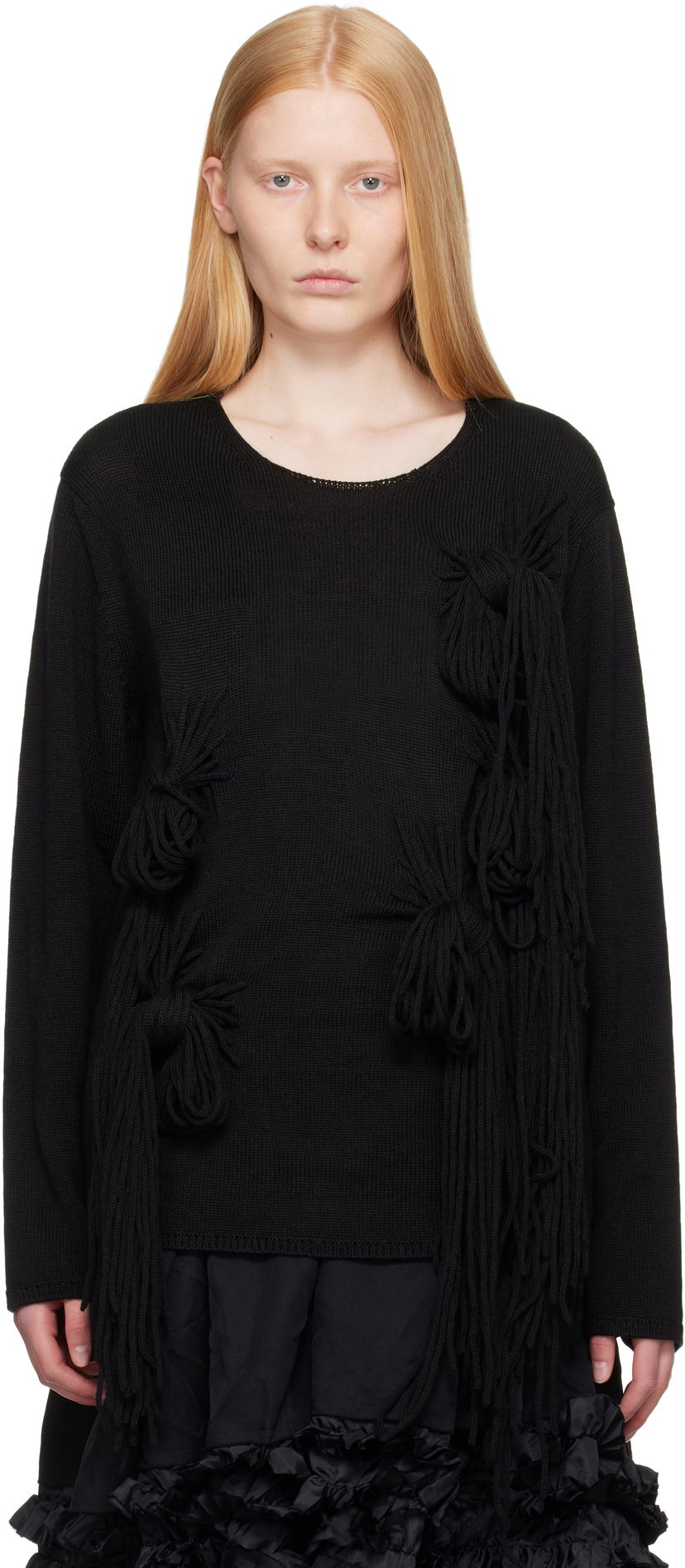 Sweater Comme des Garçons Homme Plus Acrylic Wool Jersey Knot Sweater Svart | PO-N001-051