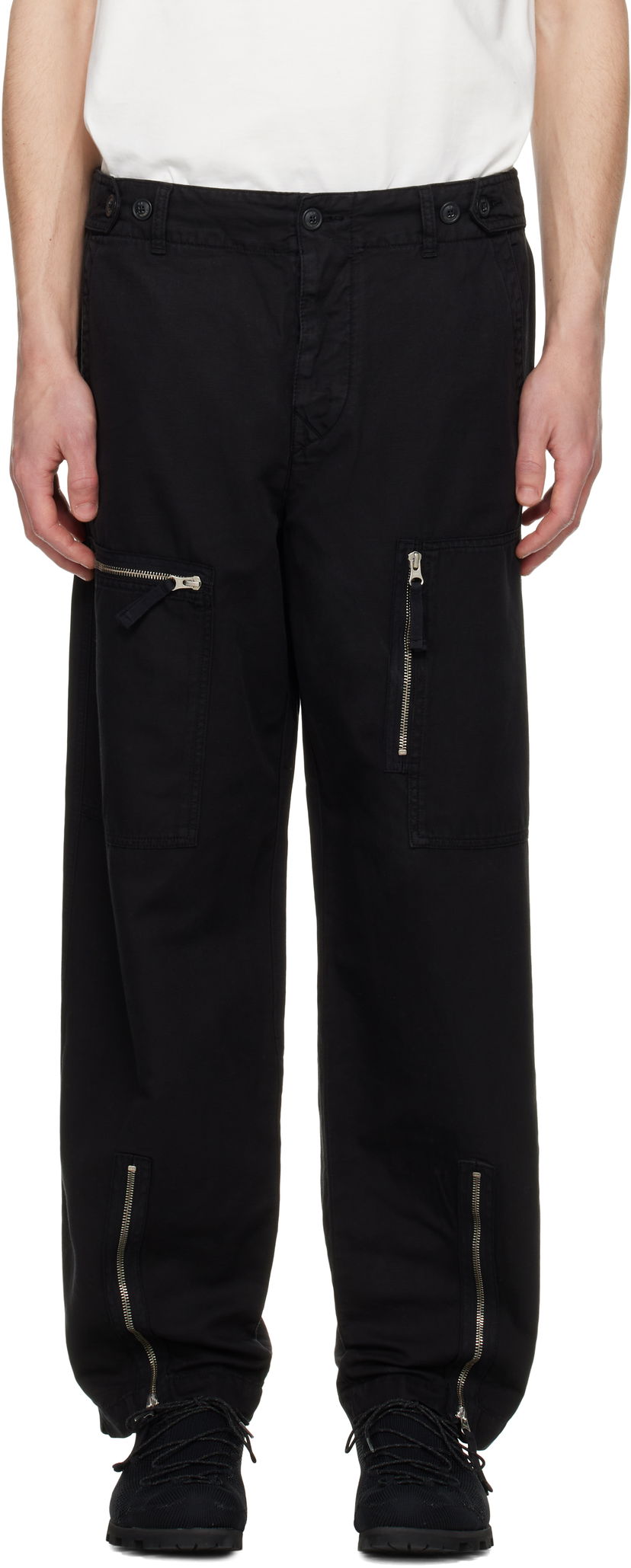 Cargo byxor C.P. Company C.P. Company Cotton Linen Cargo Pants Svart | 18CMPA104A-006273G