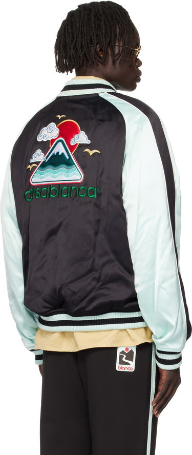 Bomberjacka Casablanca Casablanca Embroidered Satin Bomber Jacket Turkos | MPF25-JK-383-01, 2