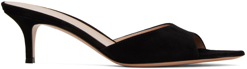 Sneakers och skor Gianvito Rossi Pointed Suede Heeled Mules Svart | G15110.55RIC.CAM, 0