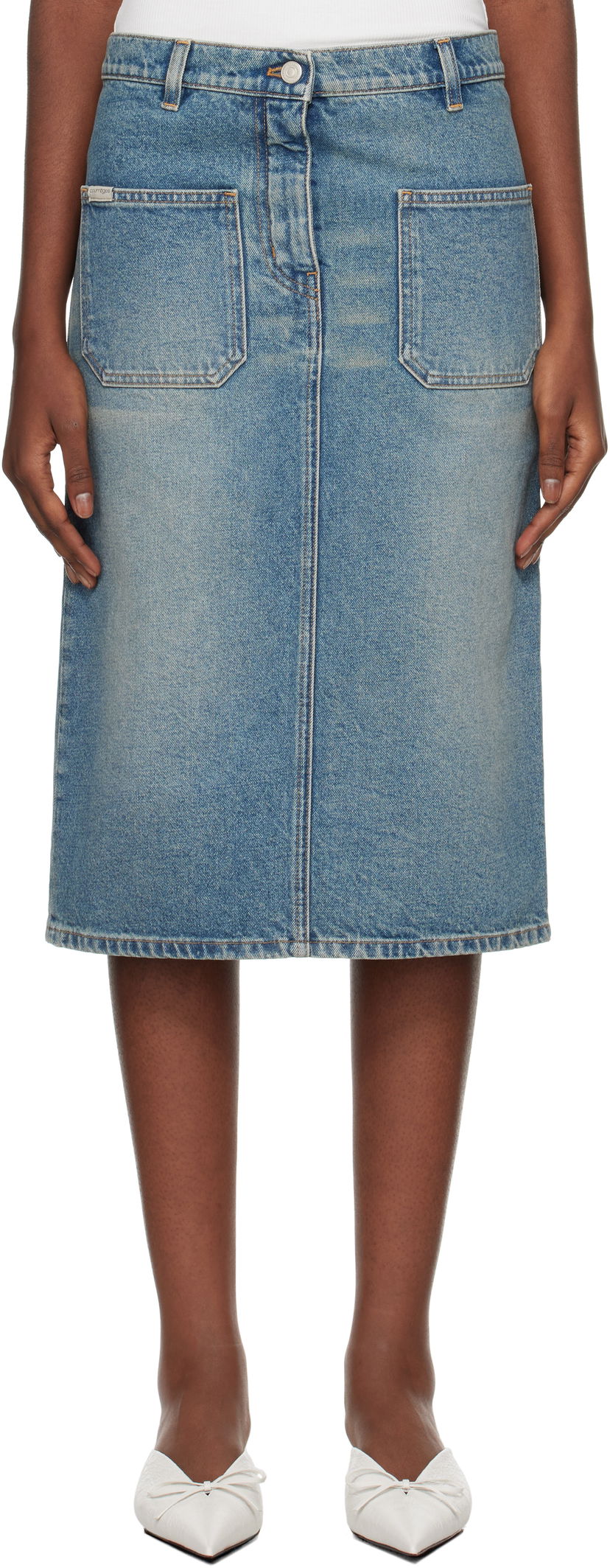 Kjol Courrèges Faded Denim Midi Skirt Blå | 324DJU183DE0033