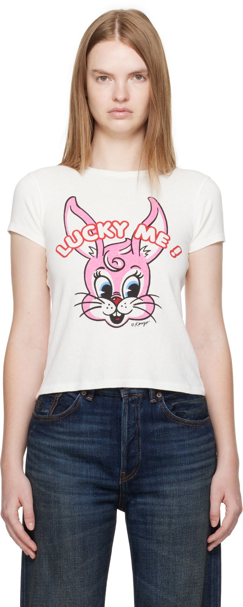 T-shirt KENZO Kenzo Paris 'Lucky Me' Cartoon T-Shirt Vit | FF62TS2634SK