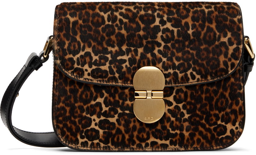 Axelväska A.P.C. Small Grace Leopard Print Crossbody Bag Brun | PXCAU-F61413