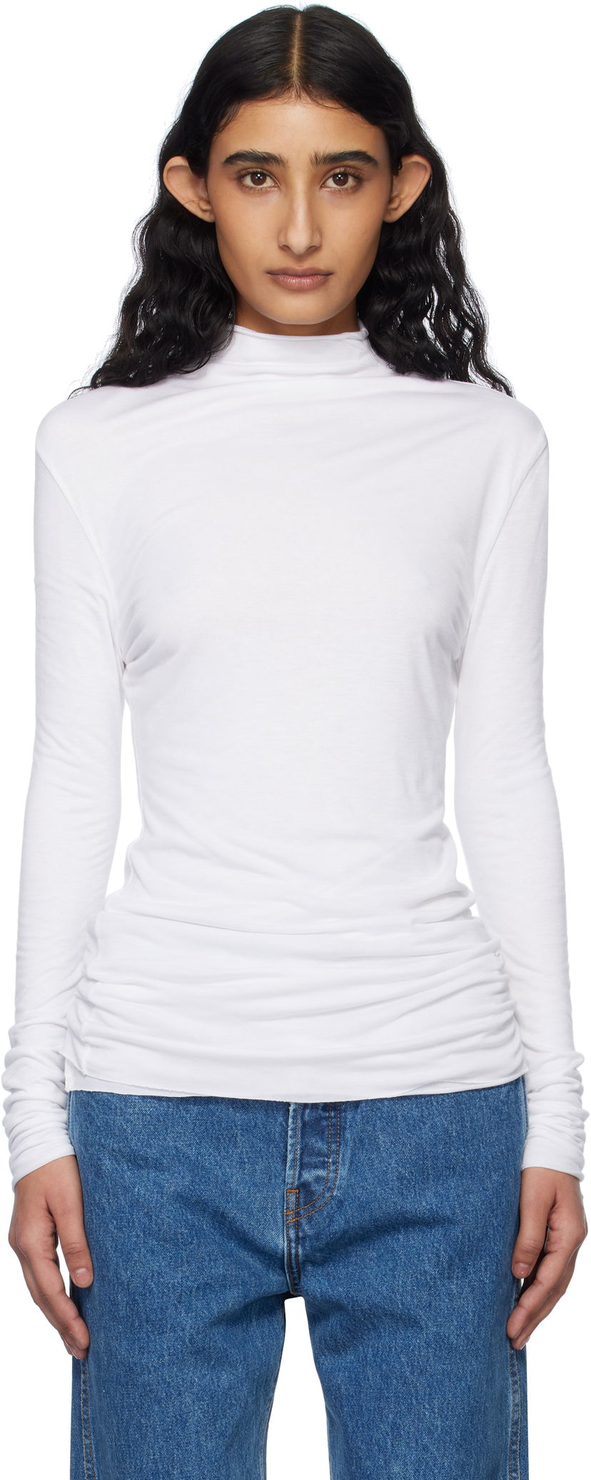 T-shirt Khaite KHAITE Rolina Mock Neck Top Vit | 23674100