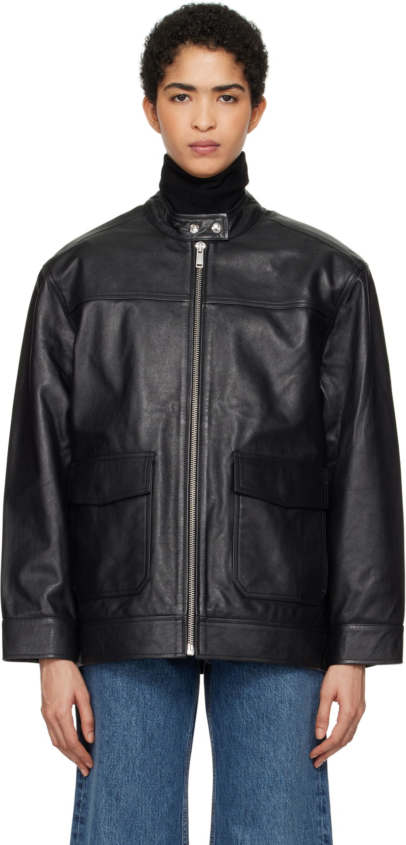 Jacka Anine Bing Henry Leather Jacket Svart | A-01-10189-000