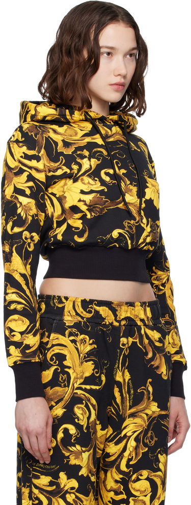 Sweatshirt Versace Versace Jeans Couture Barocco Print Cropped Hoodie Svart | E79HAI313_EFS201, 1