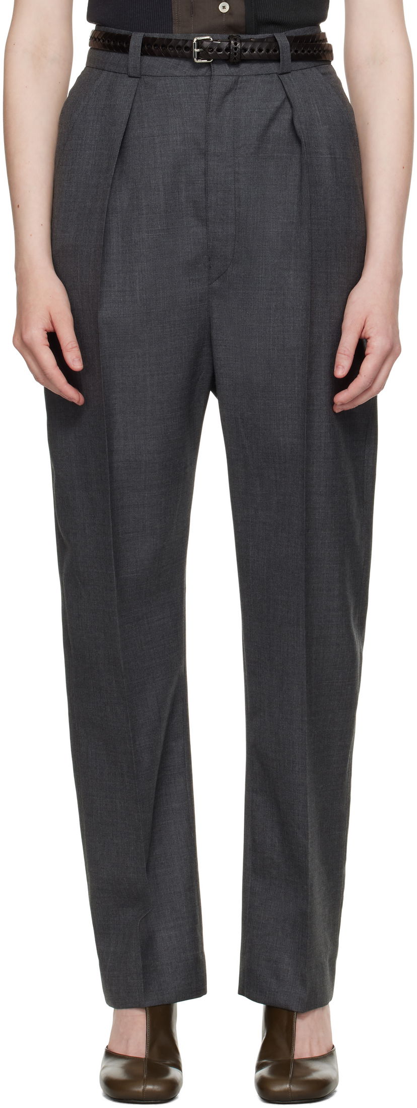 Byxor LEMAIRE Lemaire Dropped Crotch Soft Trousers Grå | PA1183 LF1386
