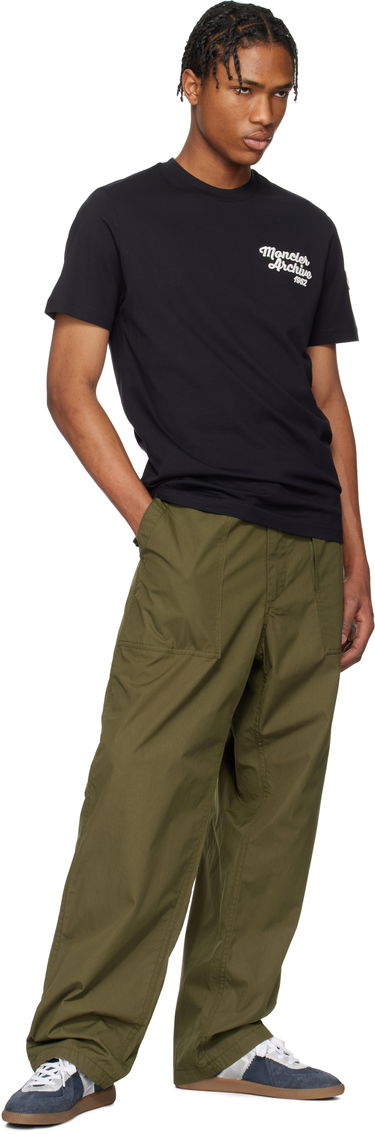 T-shirt Moncler Moncler Archive Embroidered Logo Cotton T-Shirt Svart | K10918C0006389AJS, 4