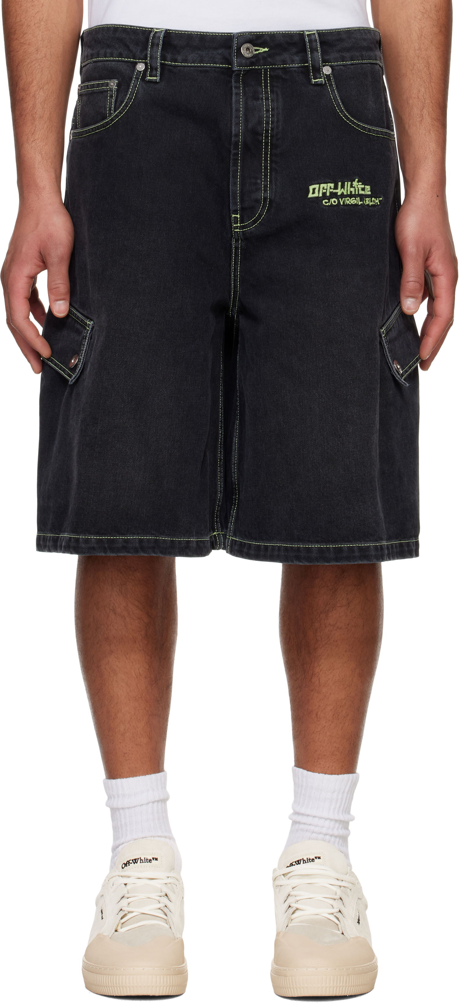 Shorts Off-White Off-White Safari Cargo Denim Shorts Svart | OMYC024S25DEN0021350, 0