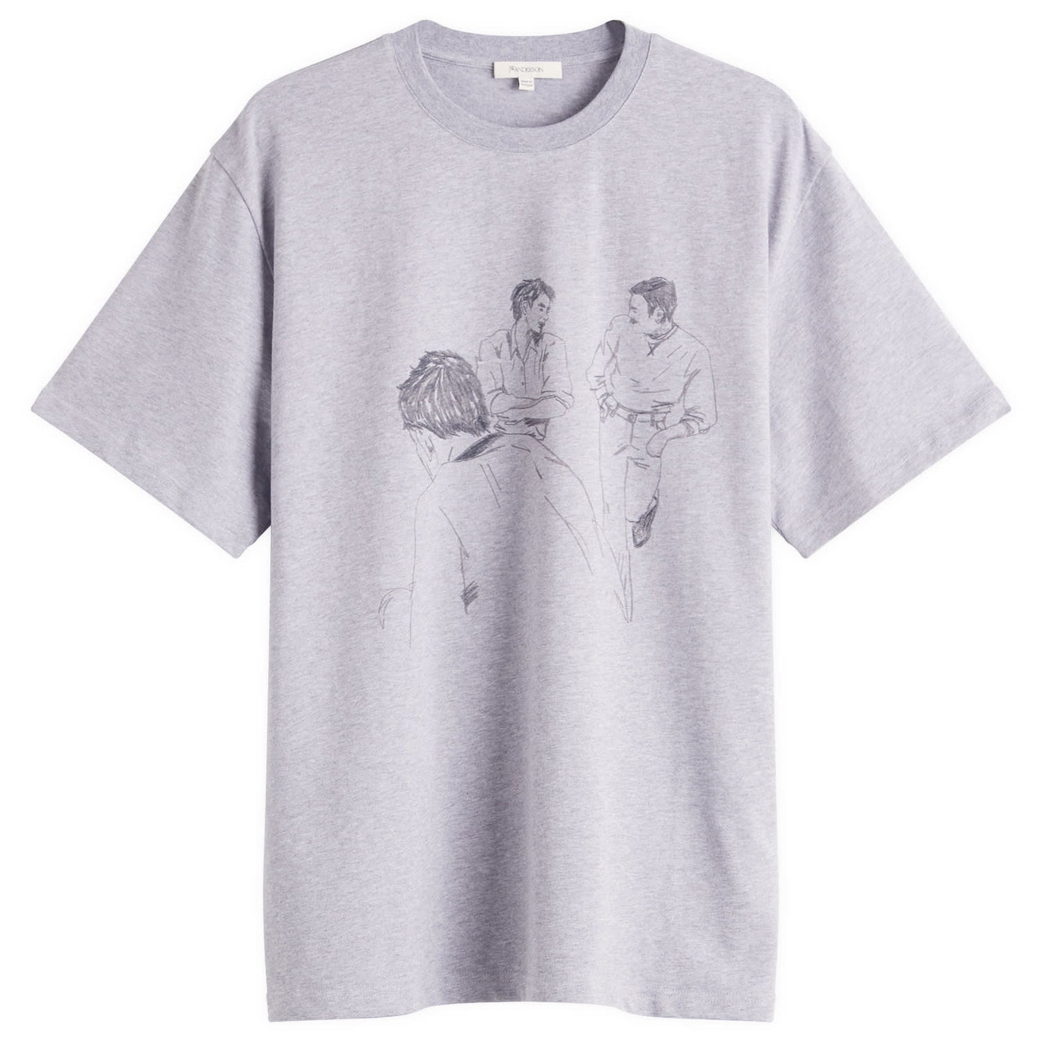 T-shirt JW Anderson JW Anderson Cafe Scene Printed T-Shirt, Size Small Grå | JT0303-PG1510-945, 1