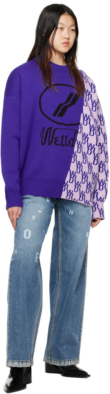 Jeans We11done Random Logo Straight Leg Jeans Blå | WD-DP3-22-387-W-NV, 3