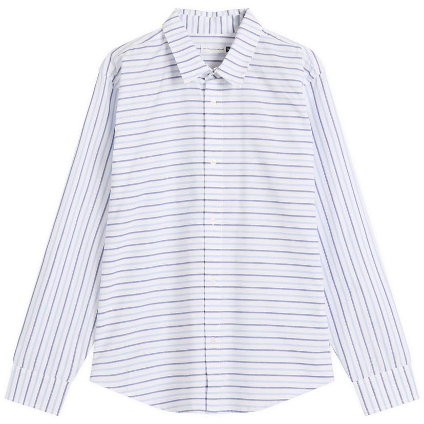 Skjorta Pop Trading Company Striped Linen Shirt, Size Large Blå | POPSS25-03-006