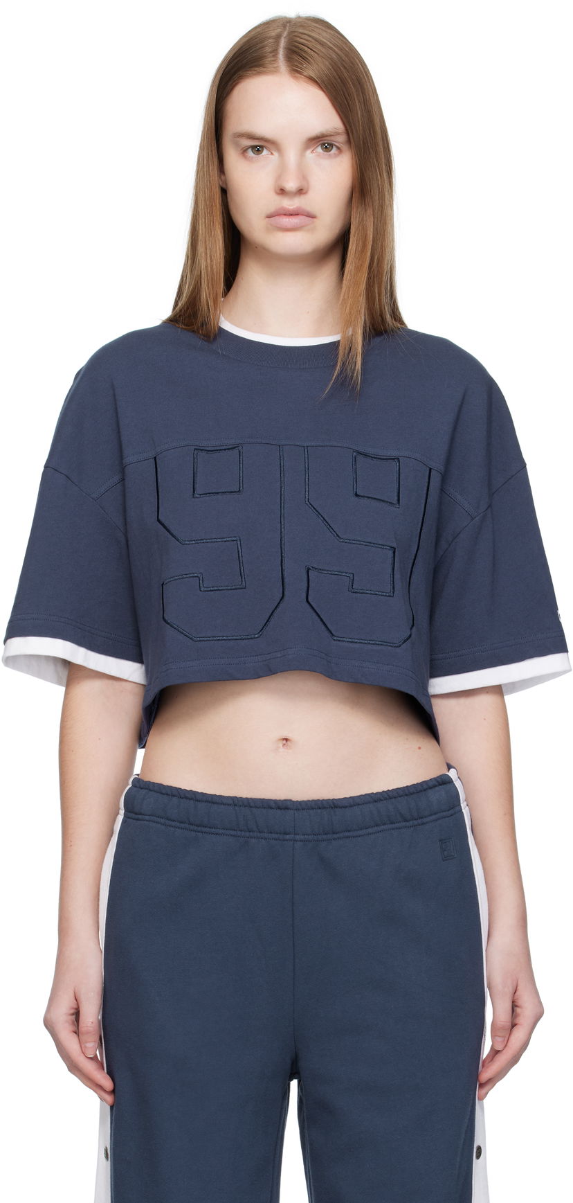 Crop top Ksubi Ksubi '99' Boyfriend Cropped T-Shirt Mörkblå | WFA25TE001