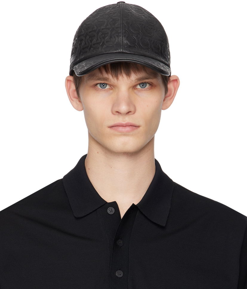 Keps FERRAGAMO Leather Baseball Cap Svart | 751009