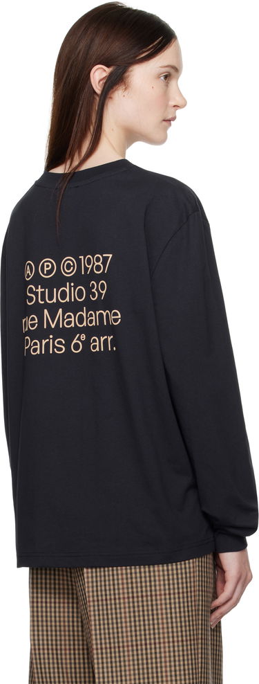 T-shirt A.P.C. Long Sleeve Adresse T-Shirt Mörkblå | COHBM-M26438, 2