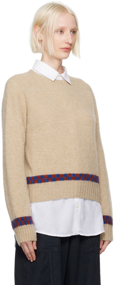 Sweater YMC Jets Check Knit Sweater Beige | Q8XAV, 1