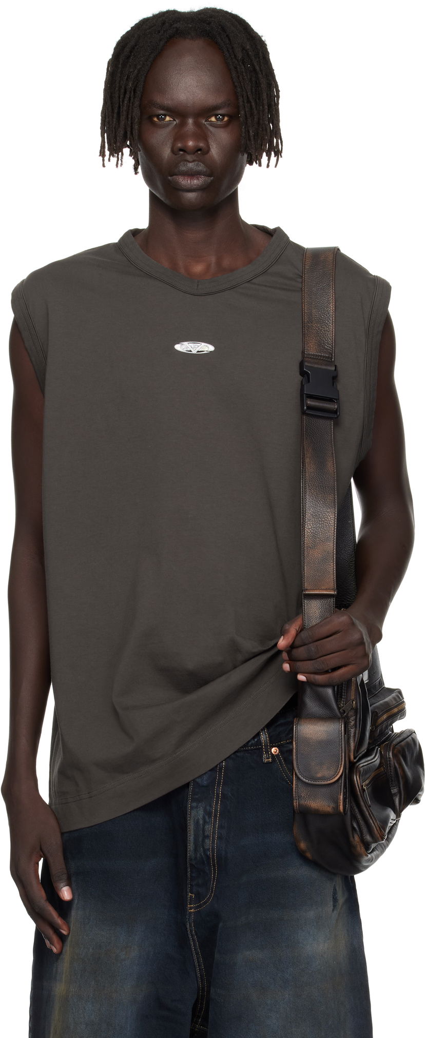 Linne VETEMENTS Vetements Oval Logo Jersey Tank Top Grå | UH76TR550C