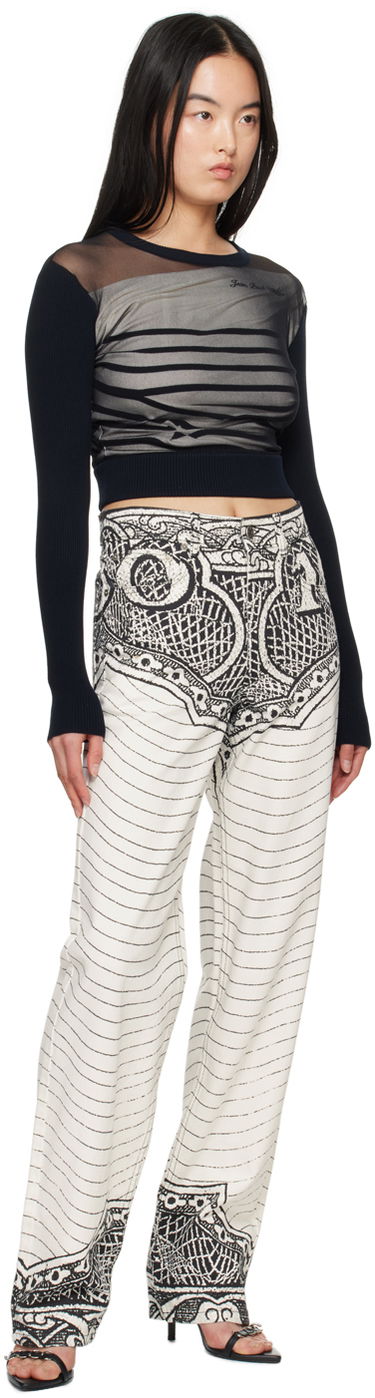 Sweater Jean Paul Gaultier Gaultier 'The Marinière' Striped Mesh Top Svart | 24/25-F-PL047B-M064-590100, 3