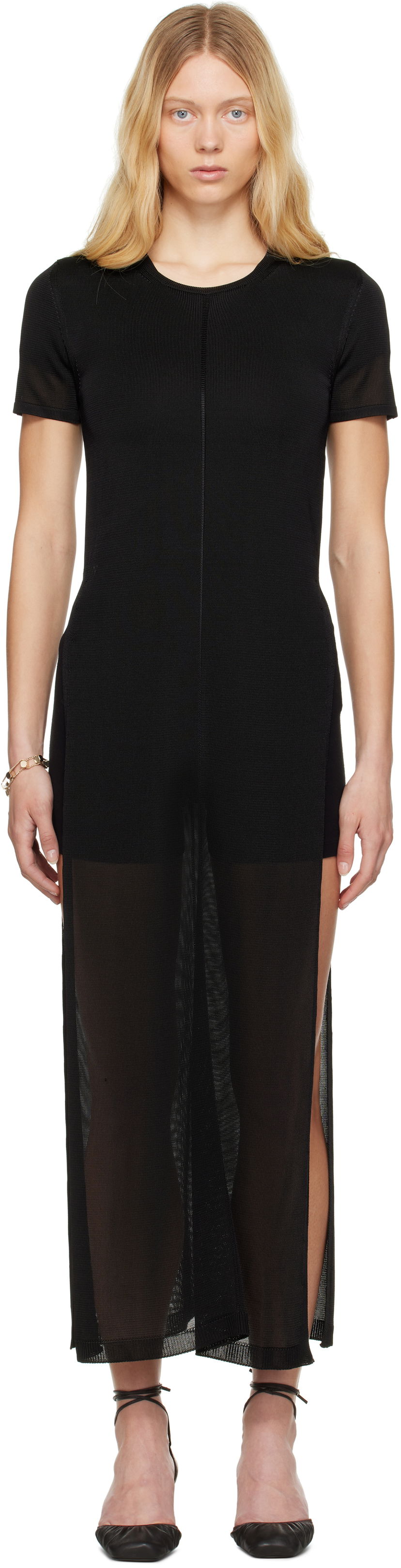 Klä LEMAIRE Lemaire Column Slits Midi Dress Svart | DR1104 LK1037