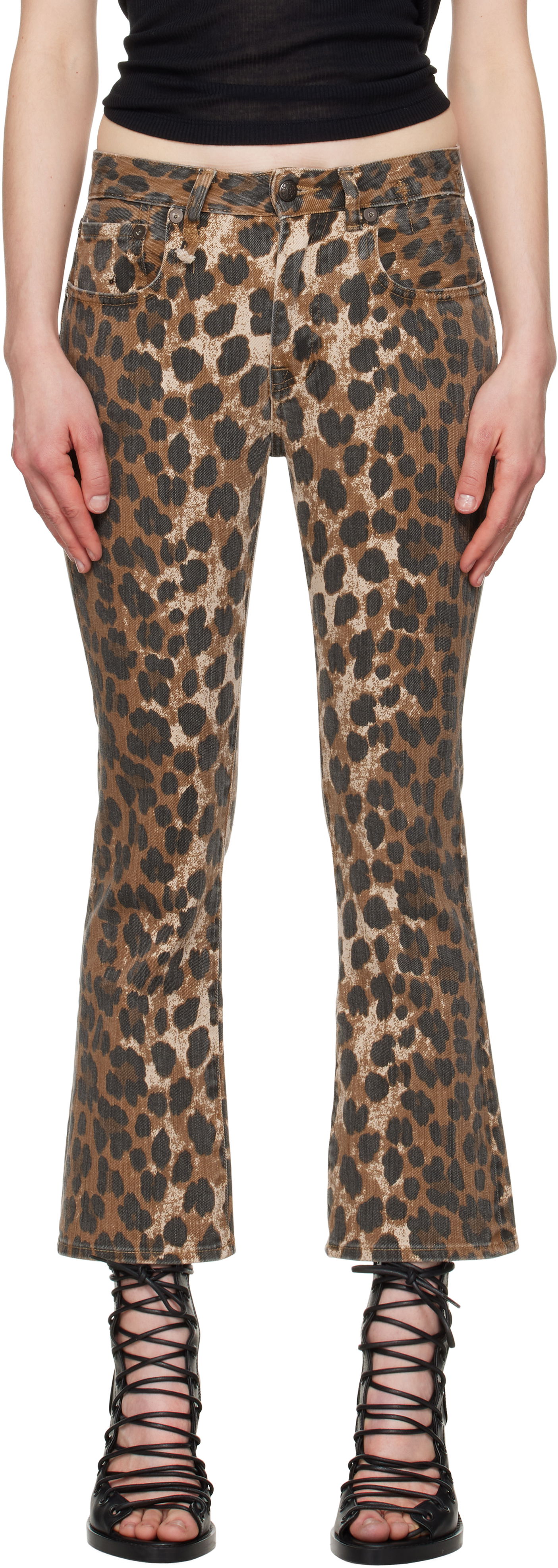 Jeans R13 R13 Leopard Print Kick Fit Jeans Brun | R13W0009-D278A, 0