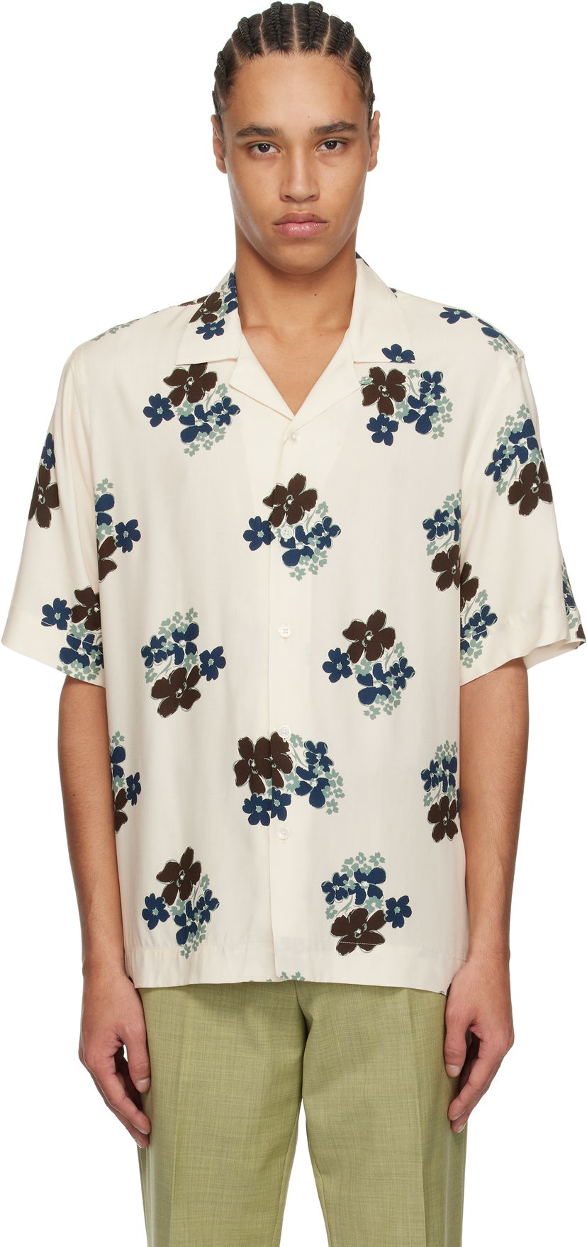 Skjorta Paul Smith Paul Smith Floral Print Regular Fit Shirt Beige | M1R-905U-P02578-04
