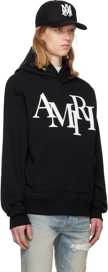Sweatshirt AMIRI Staggered Logo Print Hoodie Svart | AMJYHD1094, 1