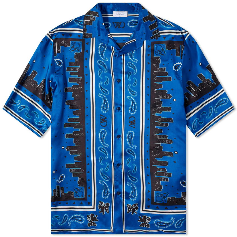 Skjorta Off-White Bandana Vacation Shirt Blå | OMGG013S24FAB0034646