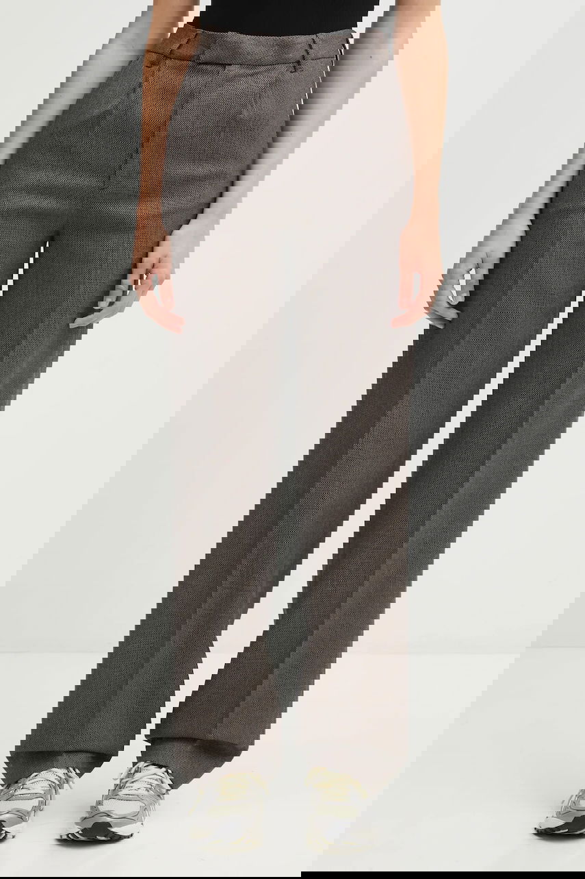 Byxor Maison Margiela Wool Pleated High Waist Wide-Leg Trousers Brun | S62KB0247.M35636.001F, 0