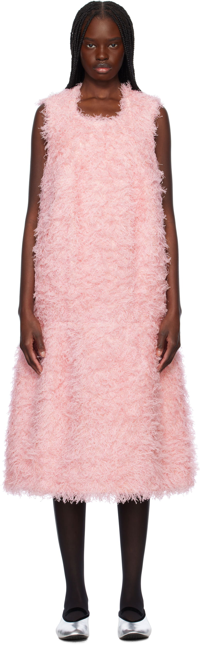 Klä Comme des Garçons Comme des Garçons Sleeveless Faux-Fur Midi Dress Rosa | GO-O005-051-1