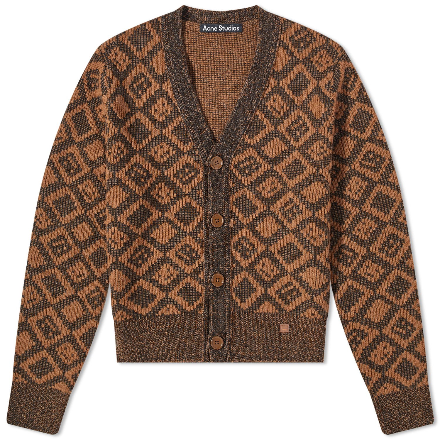 Sweater Acne Studios Kerid Tile Face Cardigan Toffee Brown/Black Orange | C60070-DFI, 0