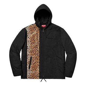 Vindjacka Supreme Supreme Cheetah Hooded Station Jacket Svart | SUP-SS19-617