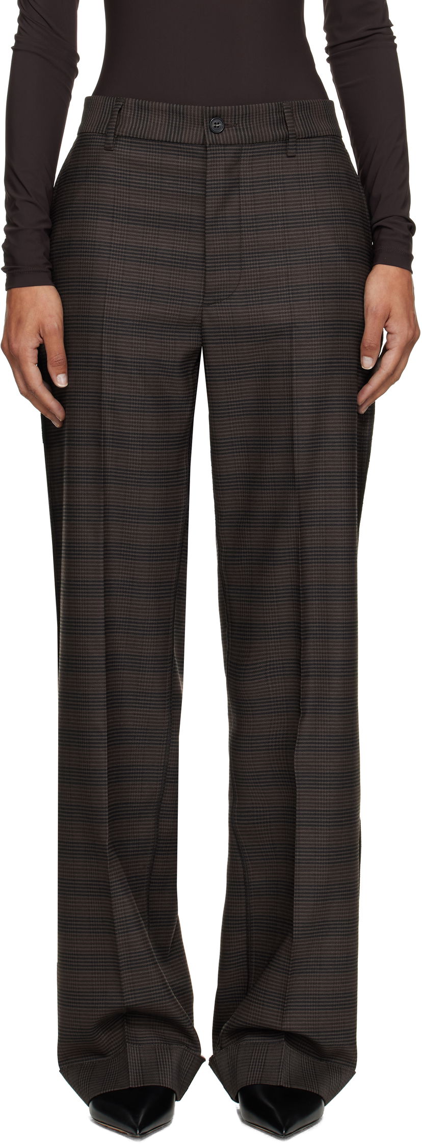 Byxor Maison Margiela MM6 Maison Margiela Checked Tailoring Trousers Brun | S52KA0536 M35475