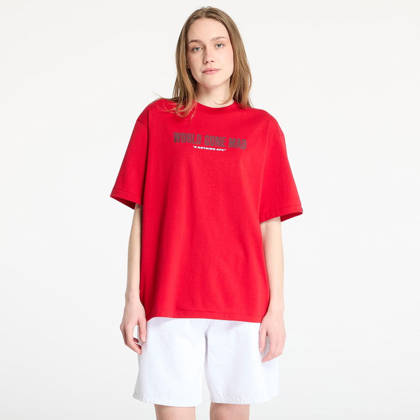 T-shirt BAPE A BATHING APE Slogan Relaxed Fit T-Shirt Röd | 001TEL301318MRED