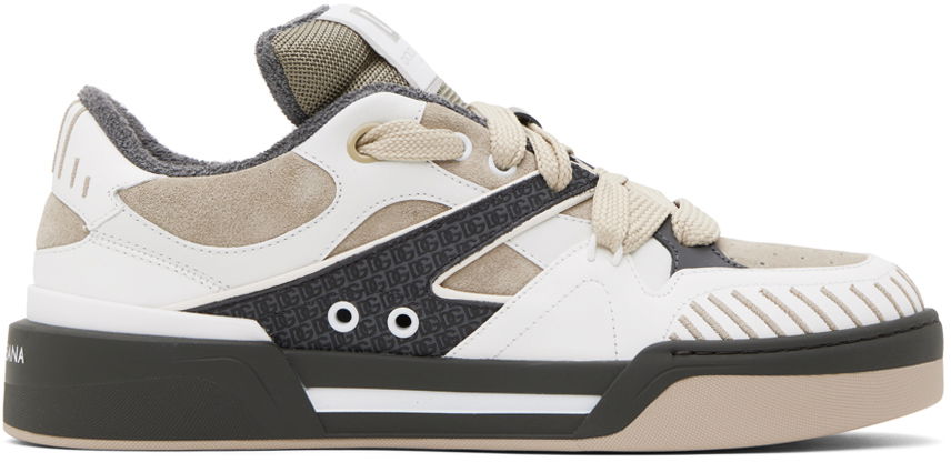 Sneakers och skor Dolce & Gabbana Beige & Gray Mixed-Material New Roma Sneakers Beige | CS2211AO482, 0