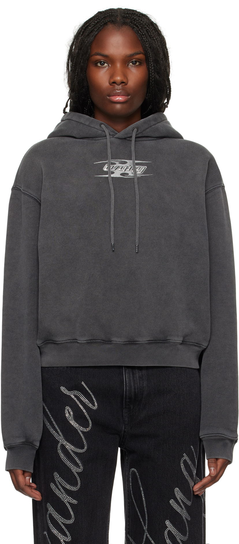 Sweatshirt Alexander Wang Blade Logo-Embossed Hoodie Svart | 4CC4242107