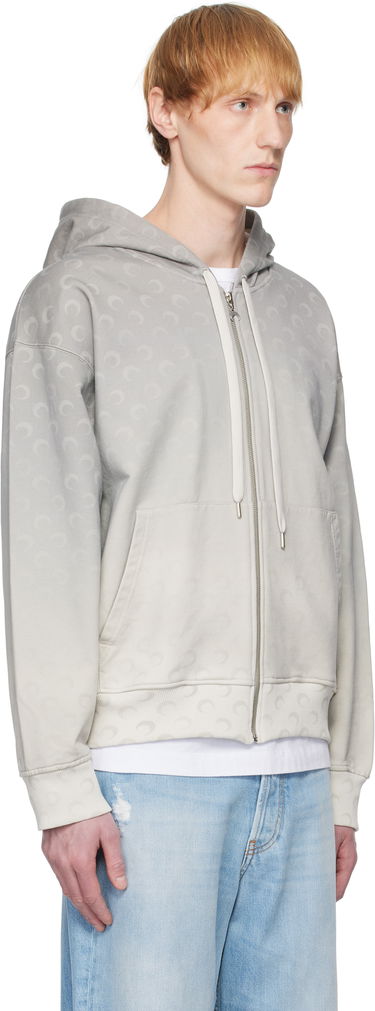 Sweatshirt Marine Serre Marine Serre Moon Faded Fleece Zip Hoodie Blå | UST017B CJER0073, 4
