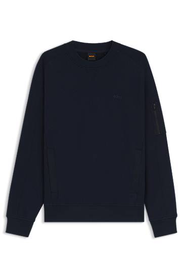 Sweatshirt BOSS Sweatshirt with Zipped Sleeve Pocket Mörkblå | 50543458
