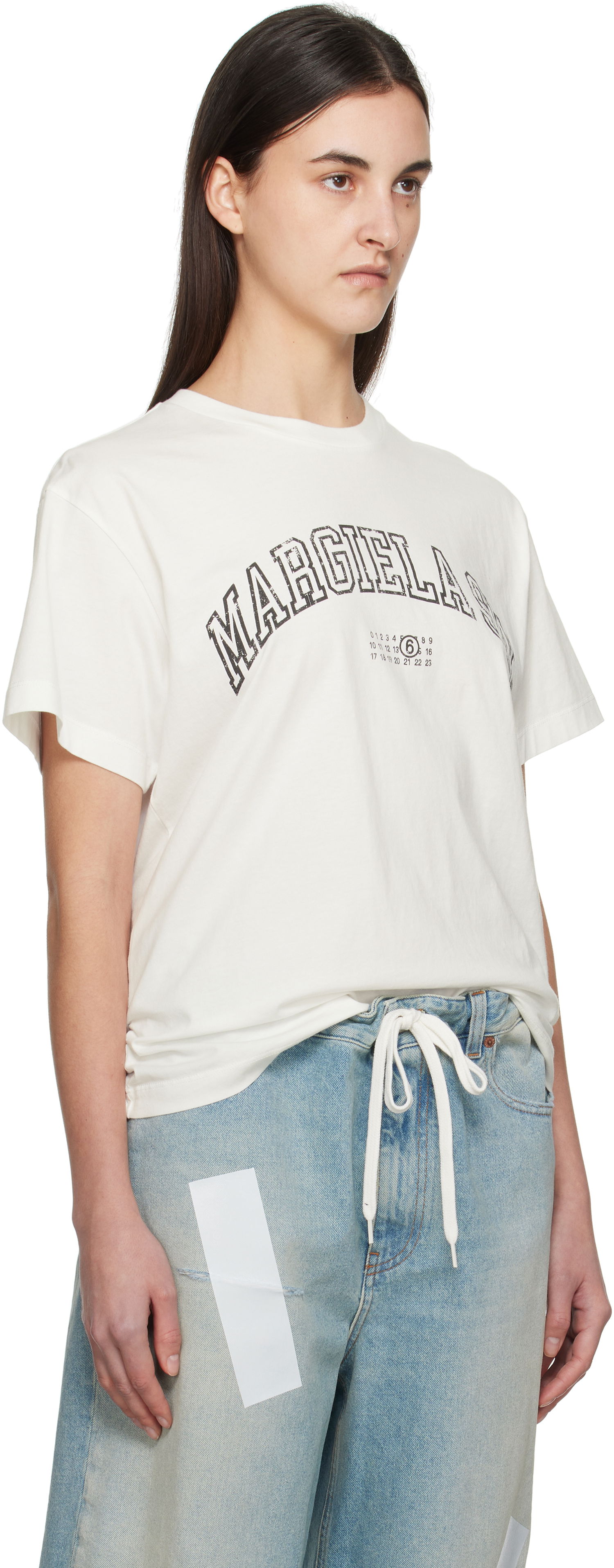 T-shirt Maison Margiela MM6 Maison Margiela Varsity Print T-Shirt Vit | SH0GC0046 S24312, 1