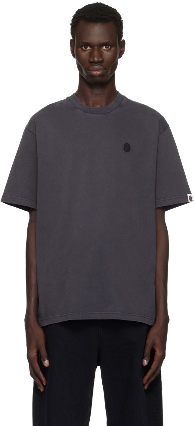 T-shirt BAPE Ape Head One Point Garment Dyed T-Shirt Svart | 0ZXTEM109305M