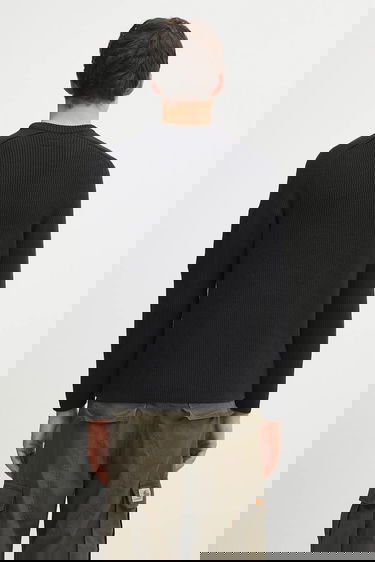 Sweater C.P. Company C.P. Company Ribbed Knit Sweater with Lens Detail Svart | 19CMKN015A006608A, 2