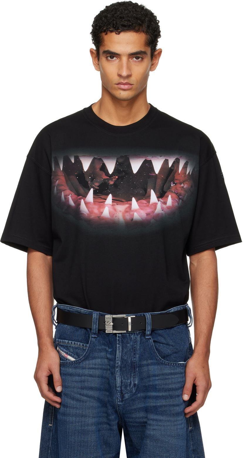 T-shirt Diesel Shark Jaw Print T-Shirt Svart | A19617-0PLAT-9XX