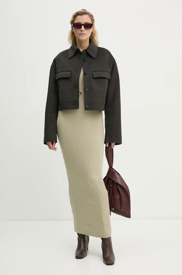 Jacka Nanushka Oversized Cropped Wool Jacket Grön | NW24PFSG27197, 1