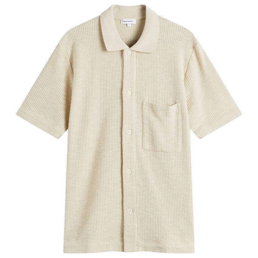 Polotröja NORSE PROJECTS Norse Projects Gustav Crochet Short Sleeve Shirt Beige | N01-0683-2064