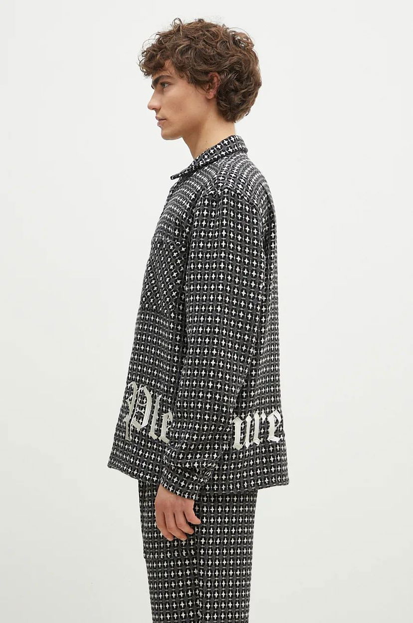 Skjorta Pleasures Cross Work Shirt With Regular Fit Grå | P24F036