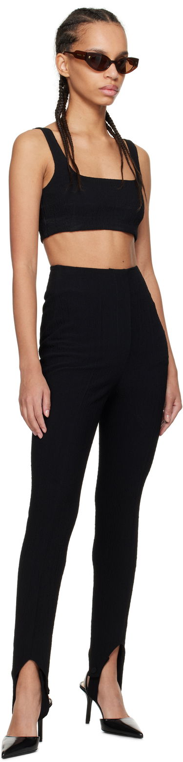 Byxor Nanushka Nanushka Savita Seersucker Stirrup Trousers Svart | NW25RSPA20199, 3